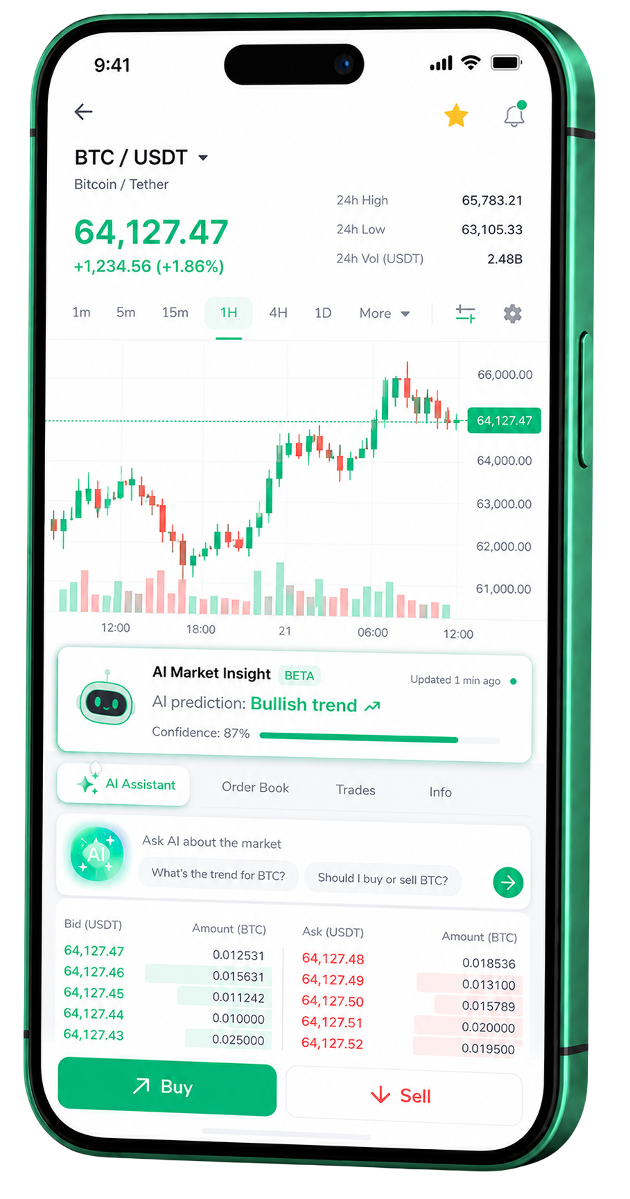 Application mobile Stake iPlex Hub en cours d'exécution sur un smartphone